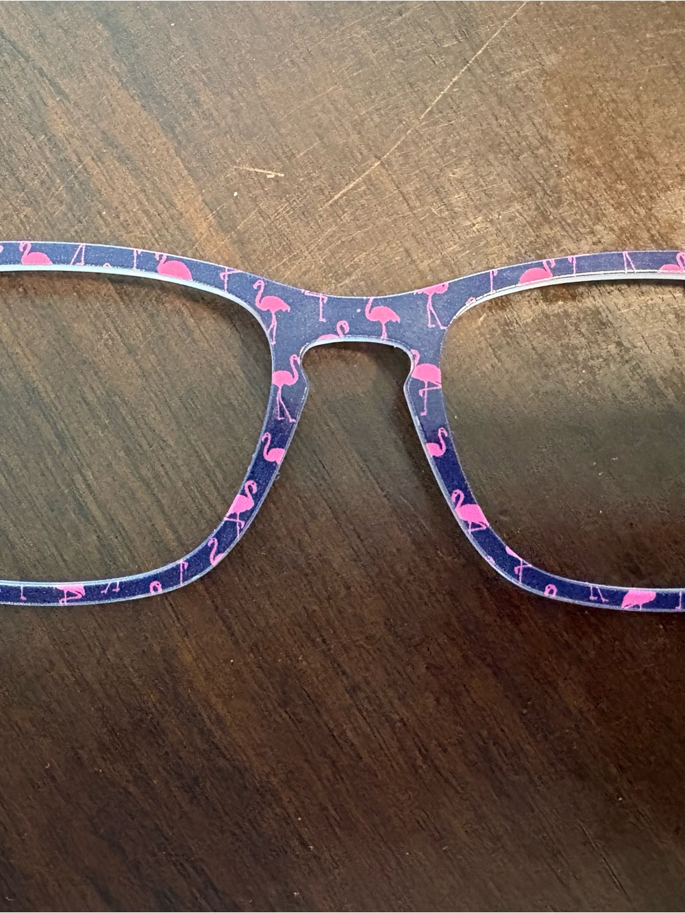Blue Frame with Pink Flamingo Print